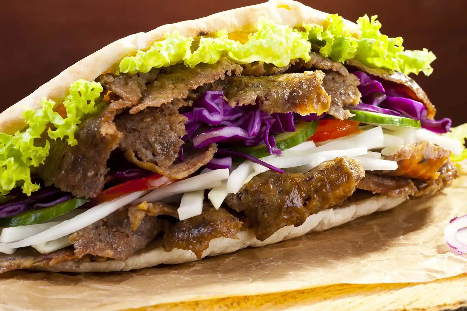 Doner kebab with fresh salad